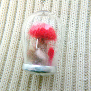 felt miniature mushroom terrarium pendant necklace